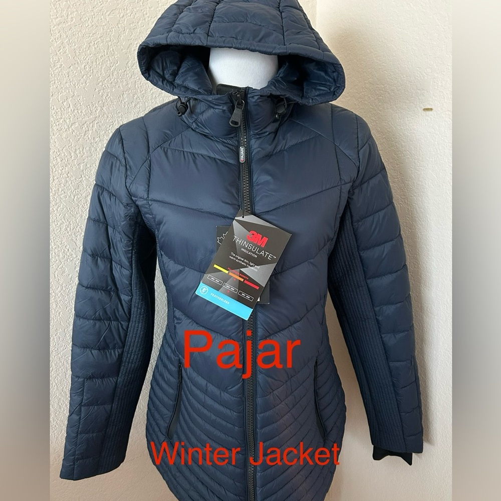 Puffer Jacket PAJAR jacket hooded navy blue puffer vegan jacket new w tags
